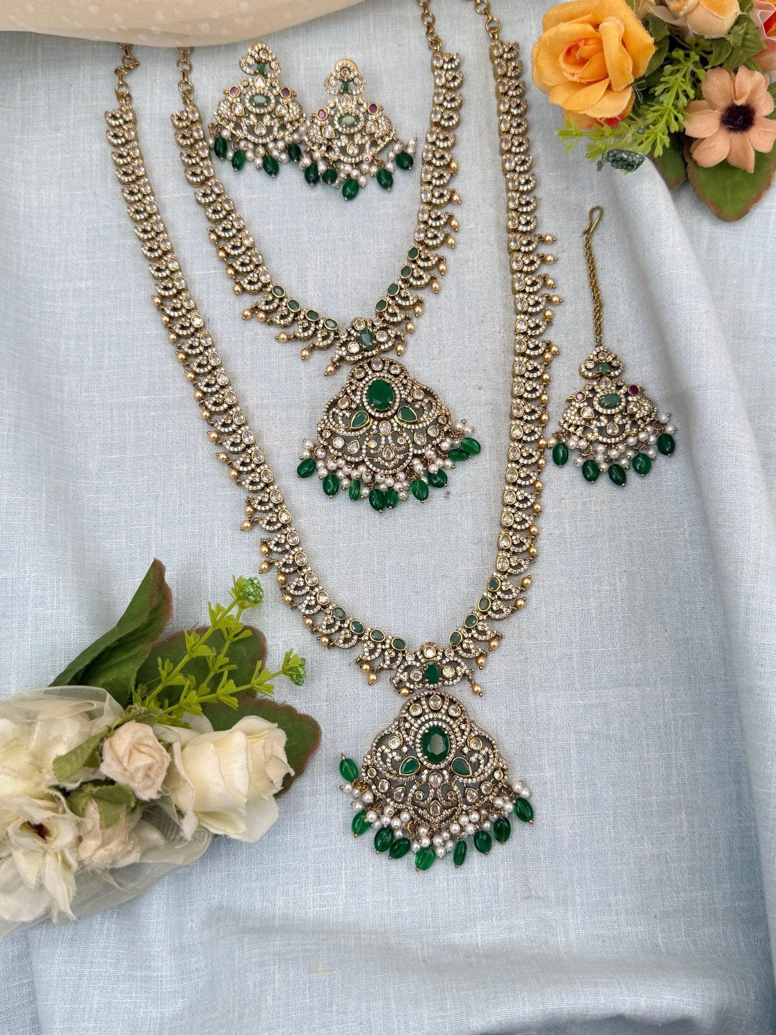 Luxurious Victorian Semi Bridal Necklace Set 570 - Mahilas