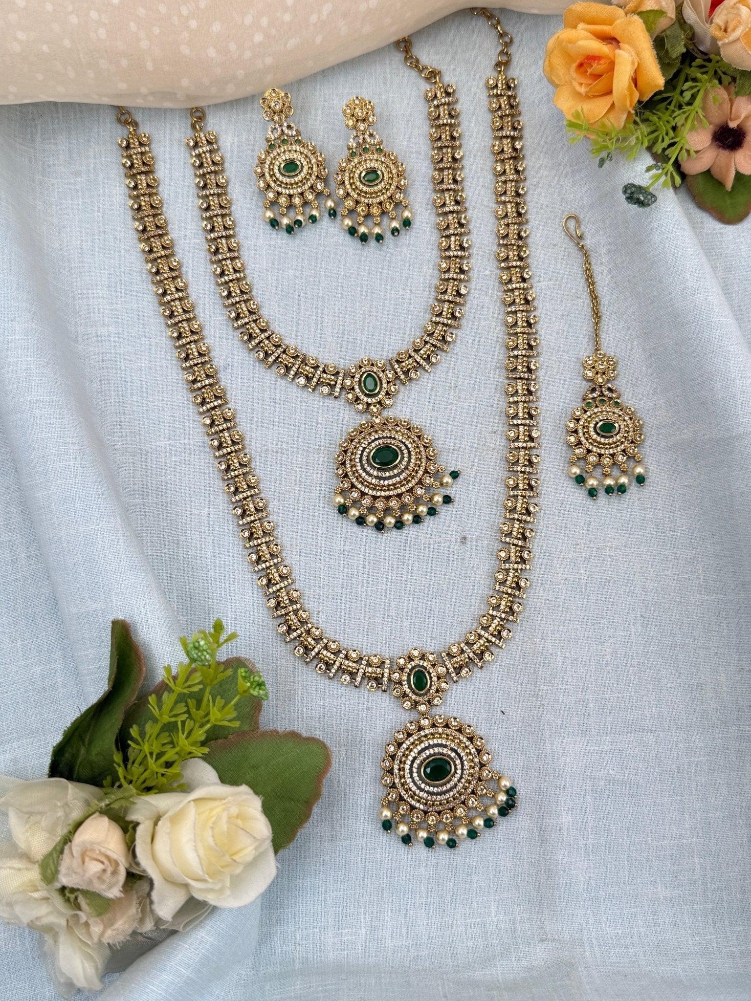 Luxurious Victorian Semi Bridal Necklace Set 572 - Mahilas