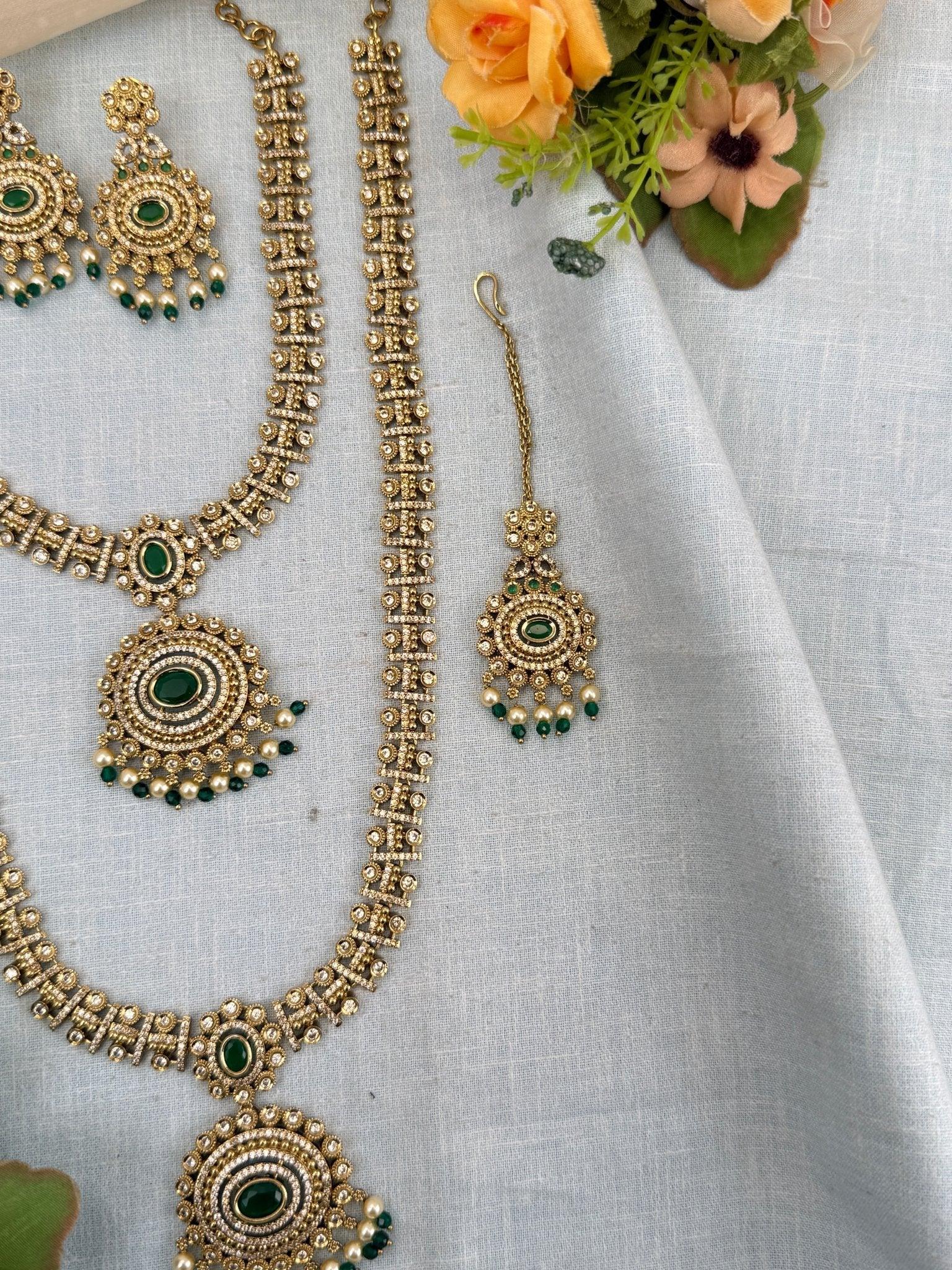 Luxurious Victorian Semi Bridal Necklace Set 572 - Mahilas