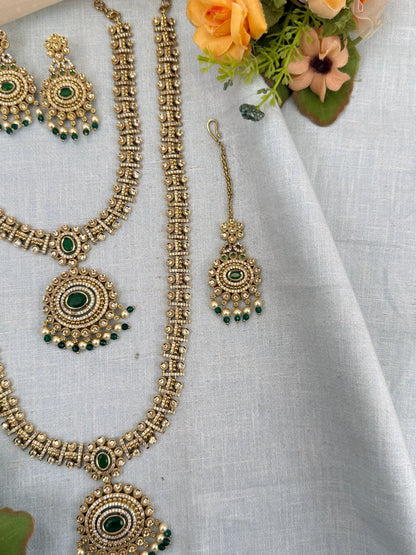 Luxurious Victorian Semi Bridal Necklace Set 572 - Mahilas