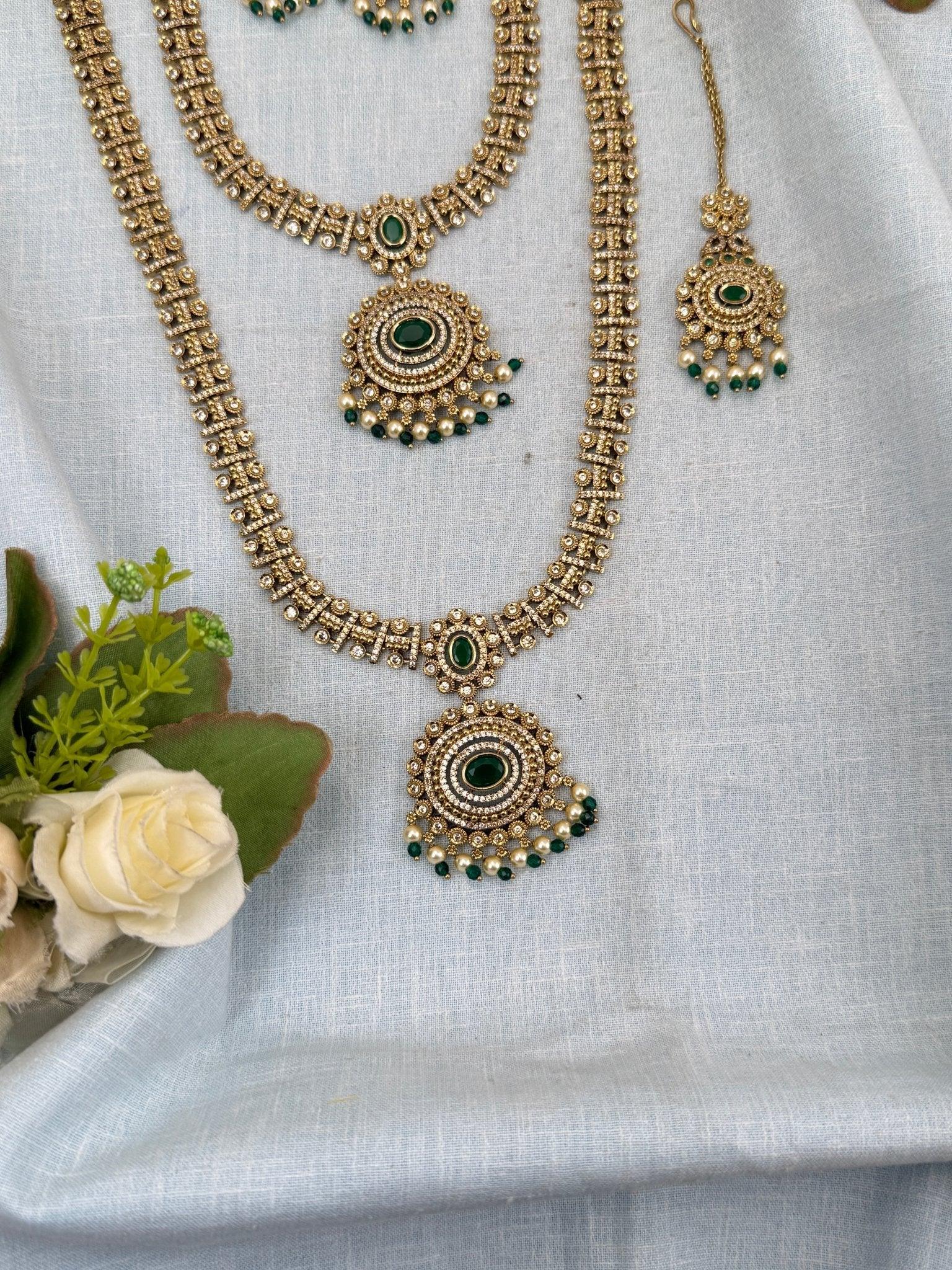 Luxurious Victorian Semi Bridal Necklace Set 572 - Mahilas