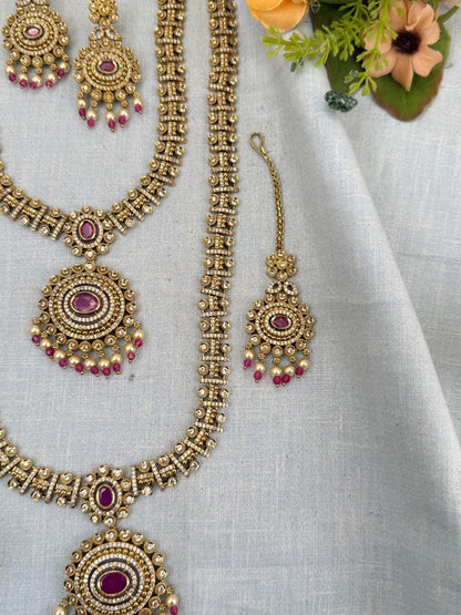Luxurious Victorian Semi Bridal Necklace Set 573 - Mahilas