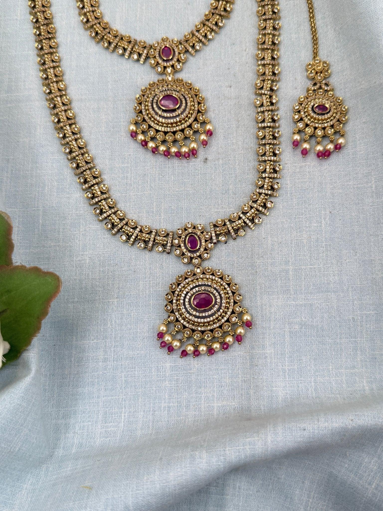 Luxurious Victorian Semi Bridal Necklace Set 573 - Mahilas