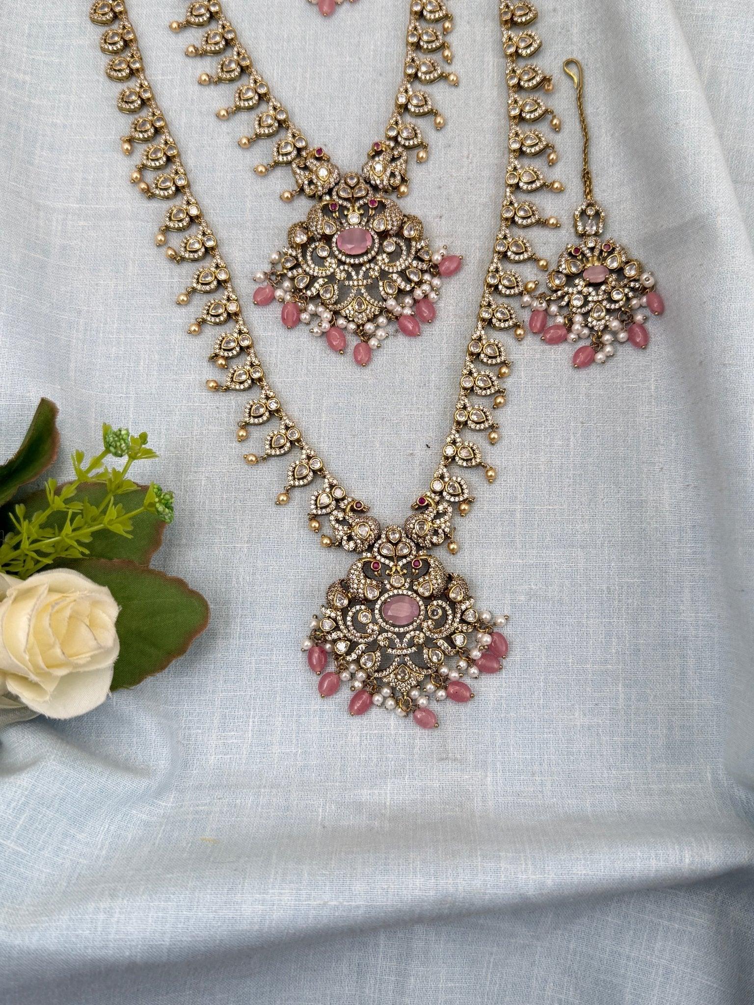Luxurious Victorian Semi Bridal Necklace Set 574 - Mahilas
