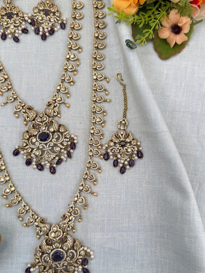 Luxurious Victorian Semi Bridal Necklace Set 576 - Mahilas