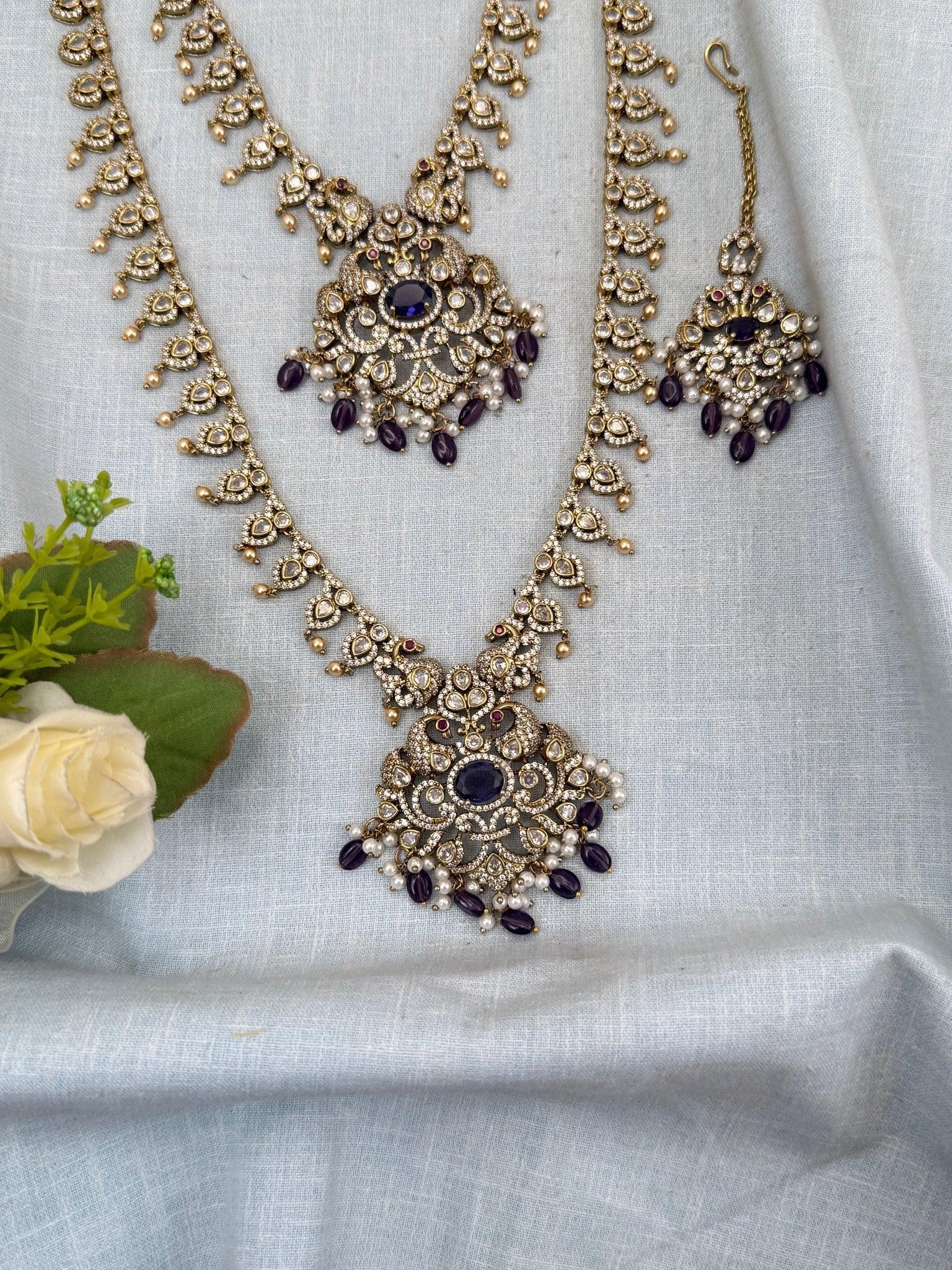Luxurious Victorian Semi Bridal Necklace Set 576 - Mahilas