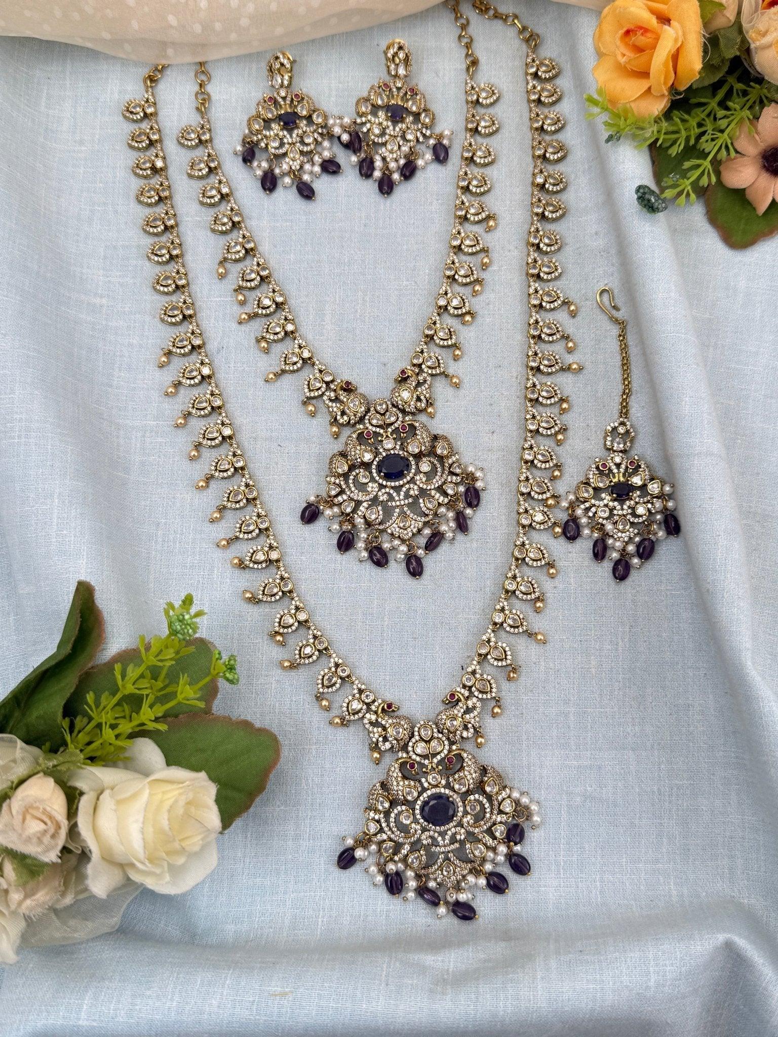 Luxurious Victorian Semi Bridal Necklace Set 576 - Mahilas