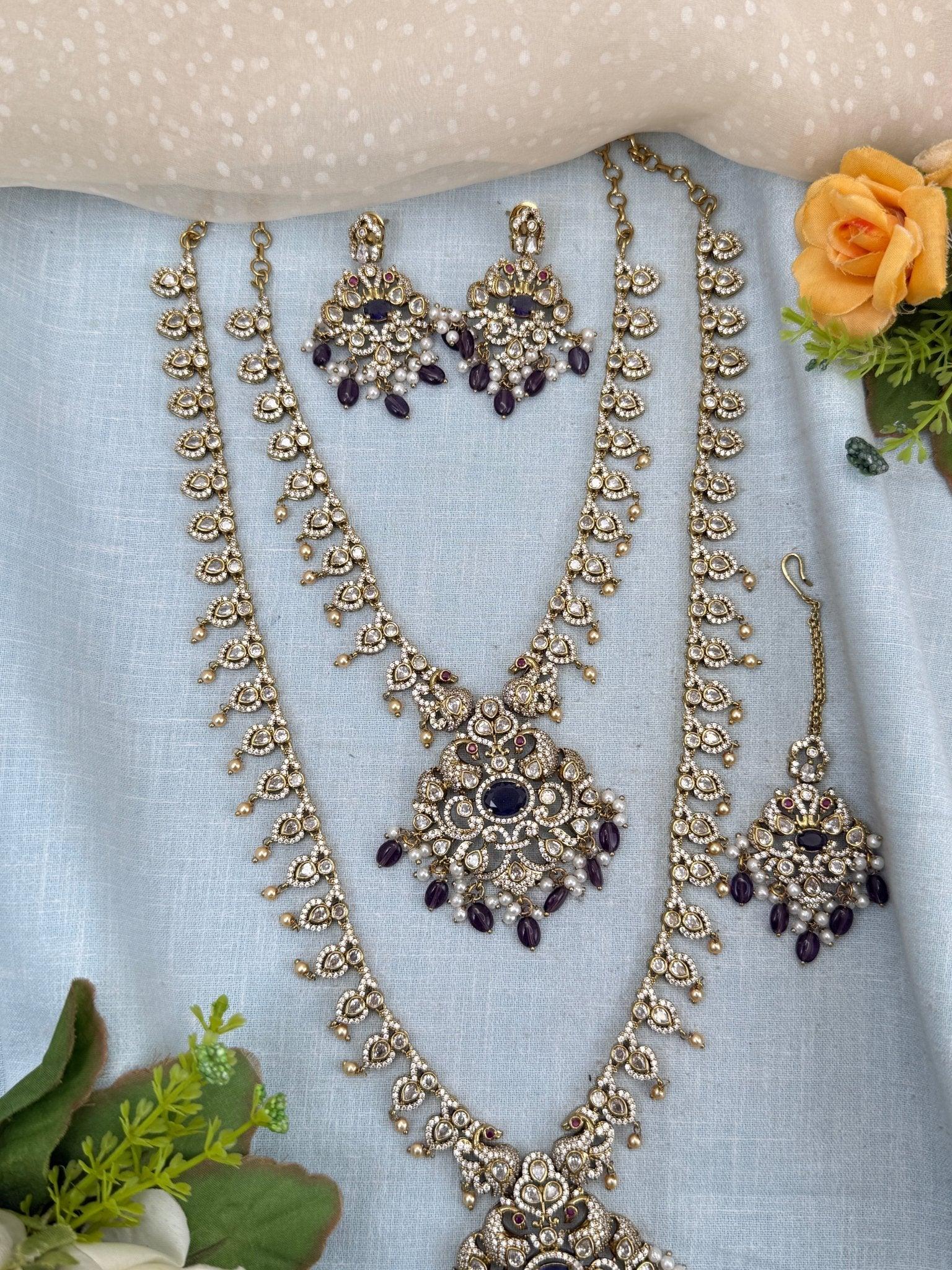 Luxurious Victorian Semi Bridal Necklace Set 576 - Mahilas