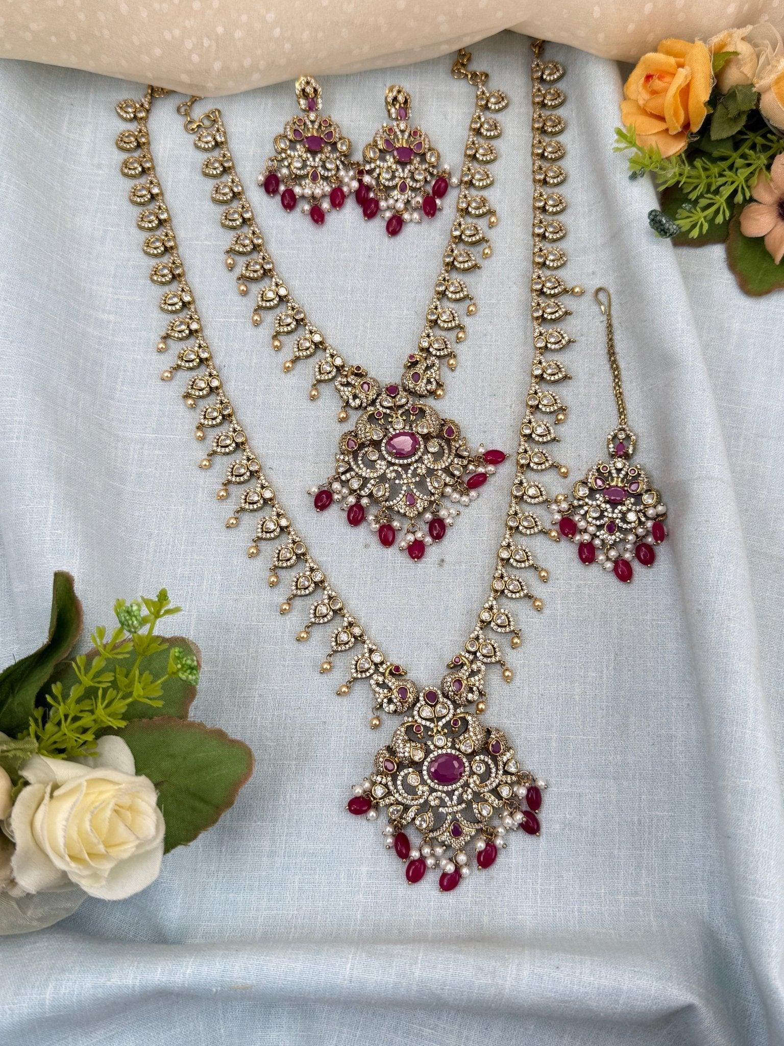 Luxurious Victorian Semi Bridal Necklace Set 577 - Mahilas