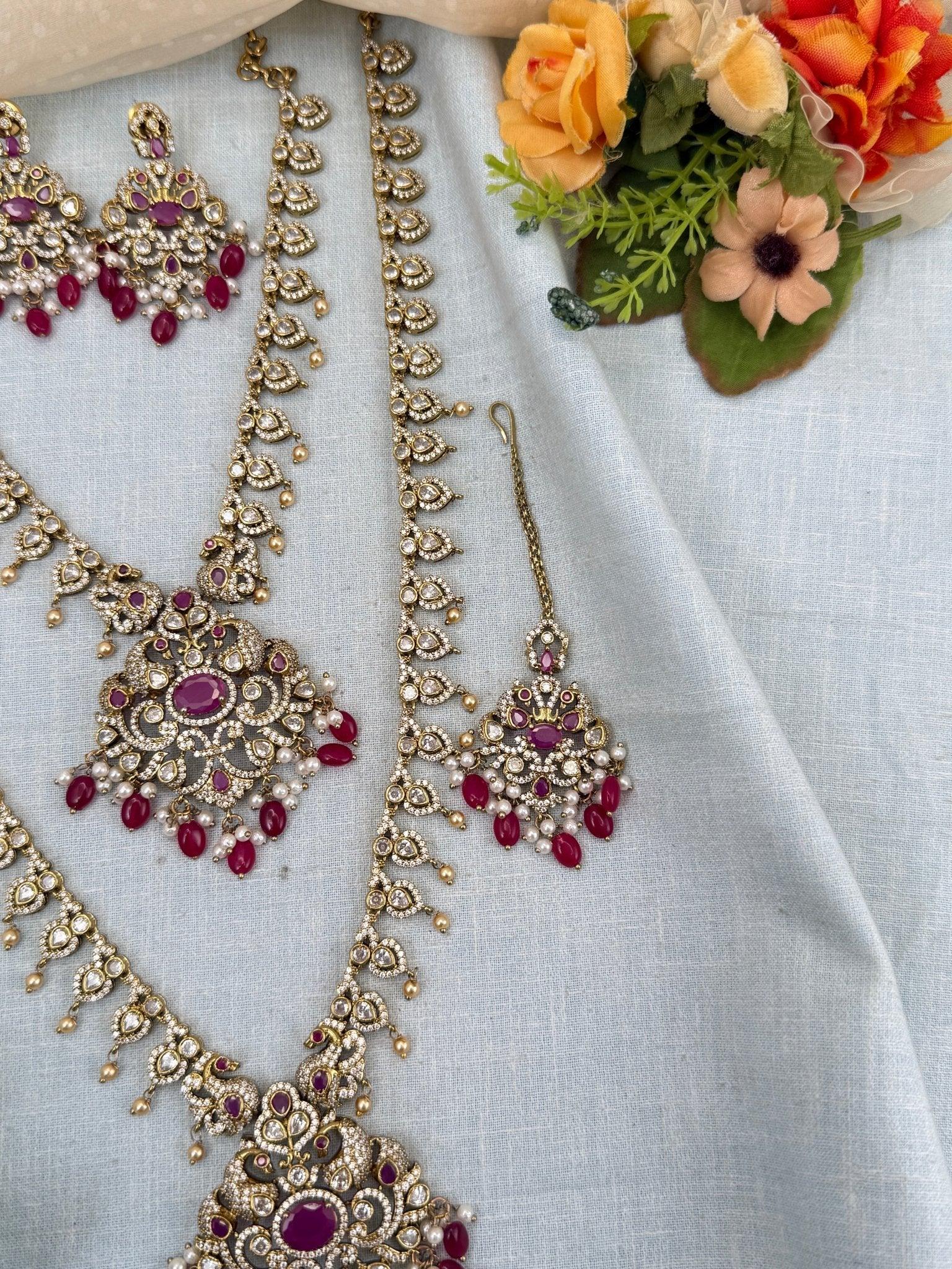 Luxurious Victorian Semi Bridal Necklace Set 577 - Mahilas