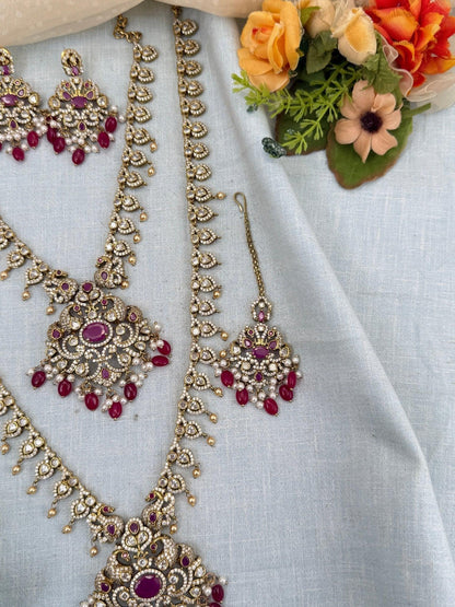 Luxurious Victorian Semi Bridal Necklace Set 577 - Mahilas