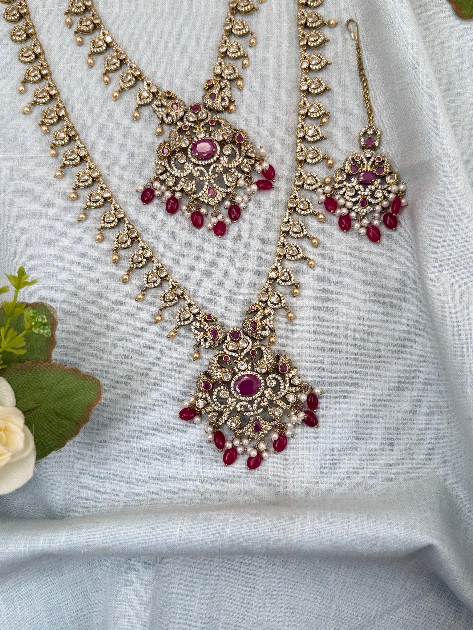 Luxurious Victorian Semi Bridal Necklace Set 577 - Mahilas
