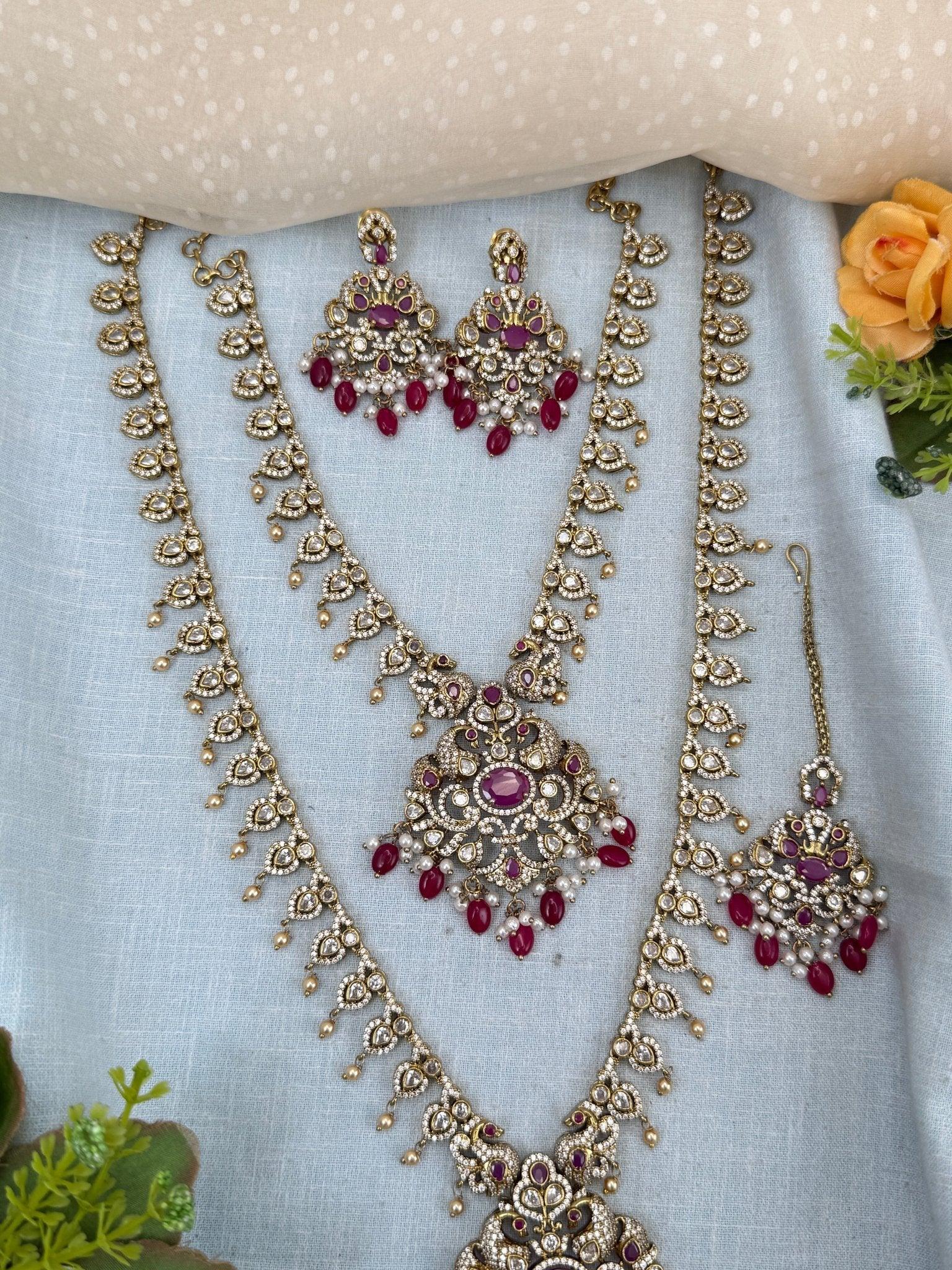 Luxurious Victorian Semi Bridal Necklace Set 577 - Mahilas