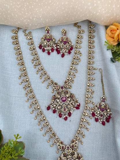 Luxurious Victorian Semi Bridal Necklace Set 577 - Mahilas