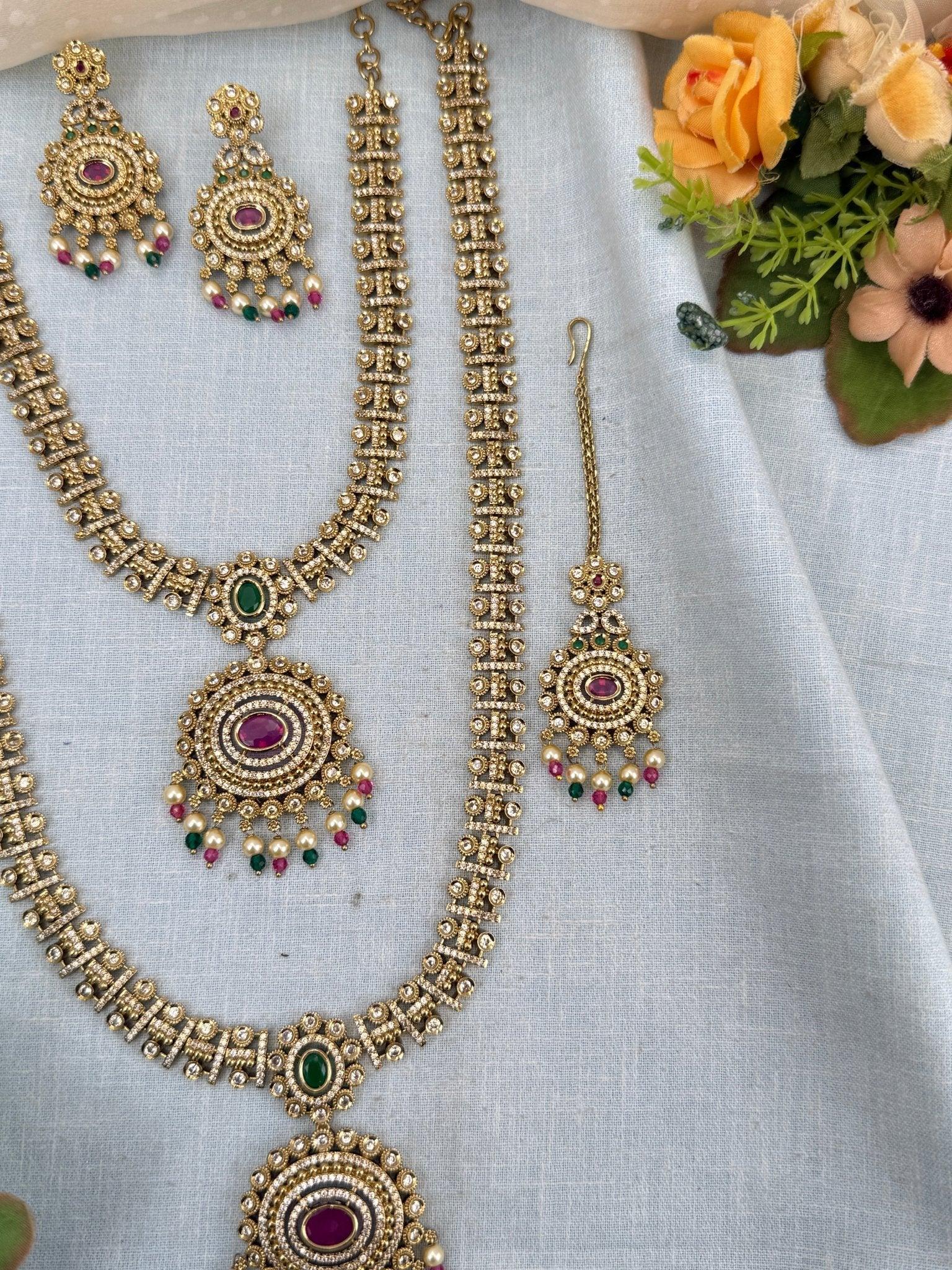 Luxurious Victorian Semi Bridal Necklace Set 578 - Mahilas