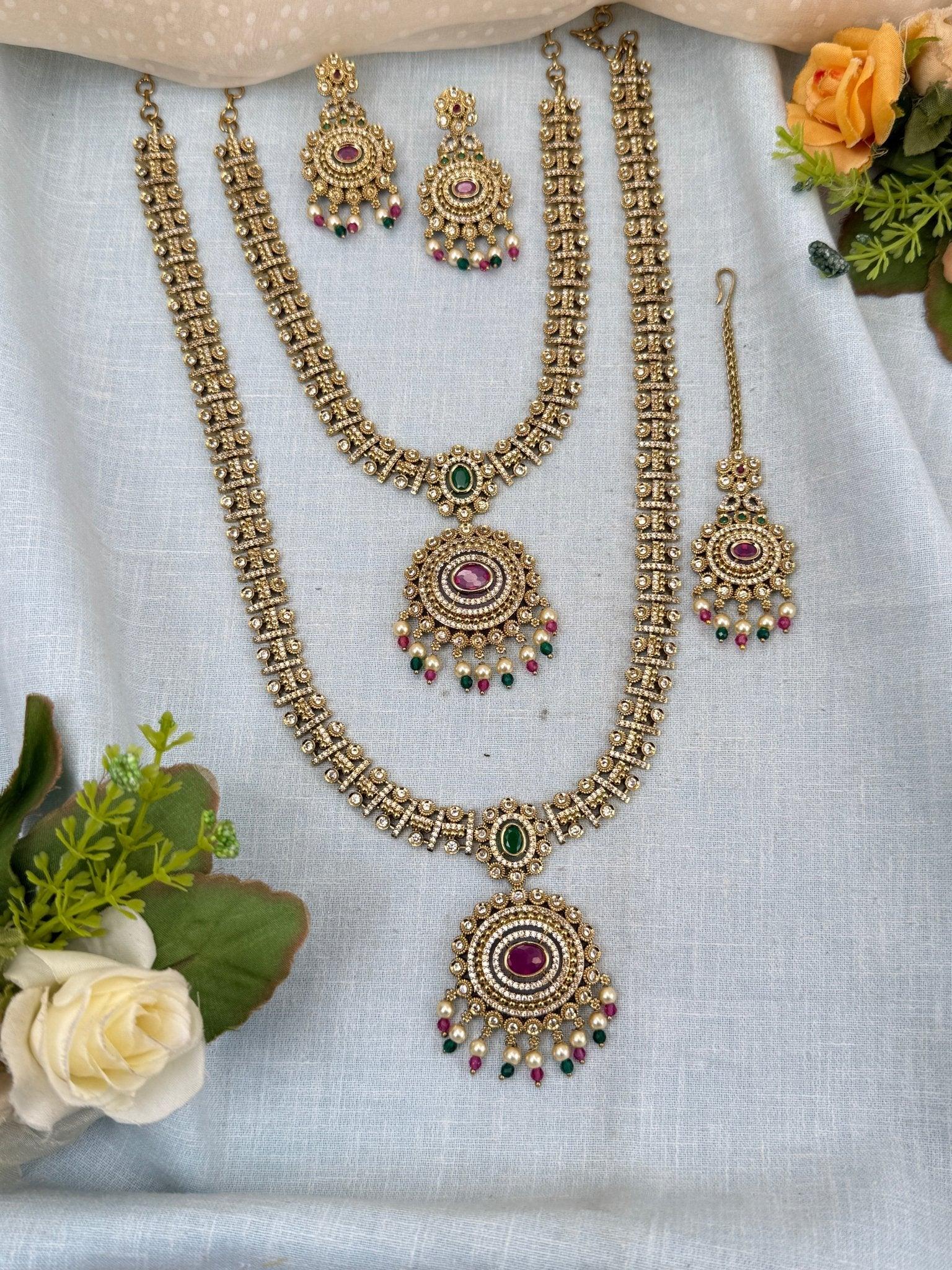 Luxurious Victorian Semi Bridal Necklace Set 578 - Mahilas