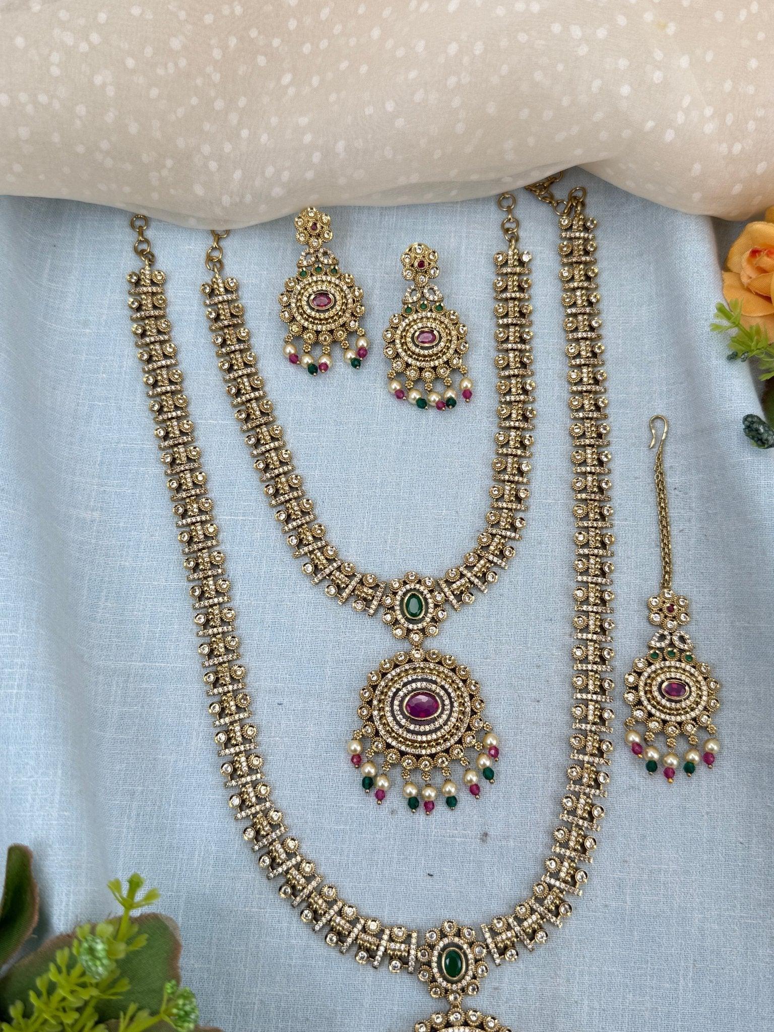 Luxurious Victorian Semi Bridal Necklace Set 578 - Mahilas
