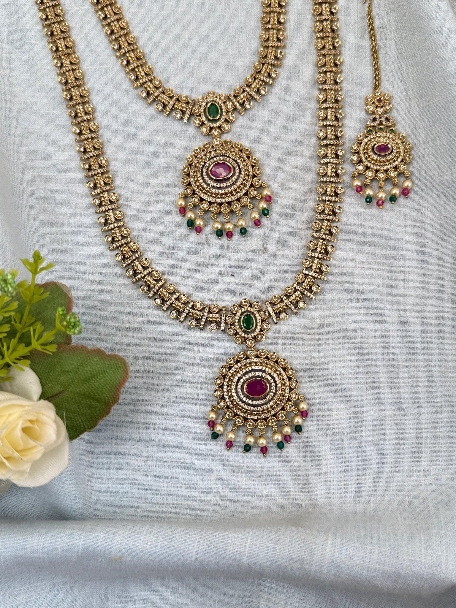 Luxurious Victorian Semi Bridal Necklace Set 578 - Mahilas