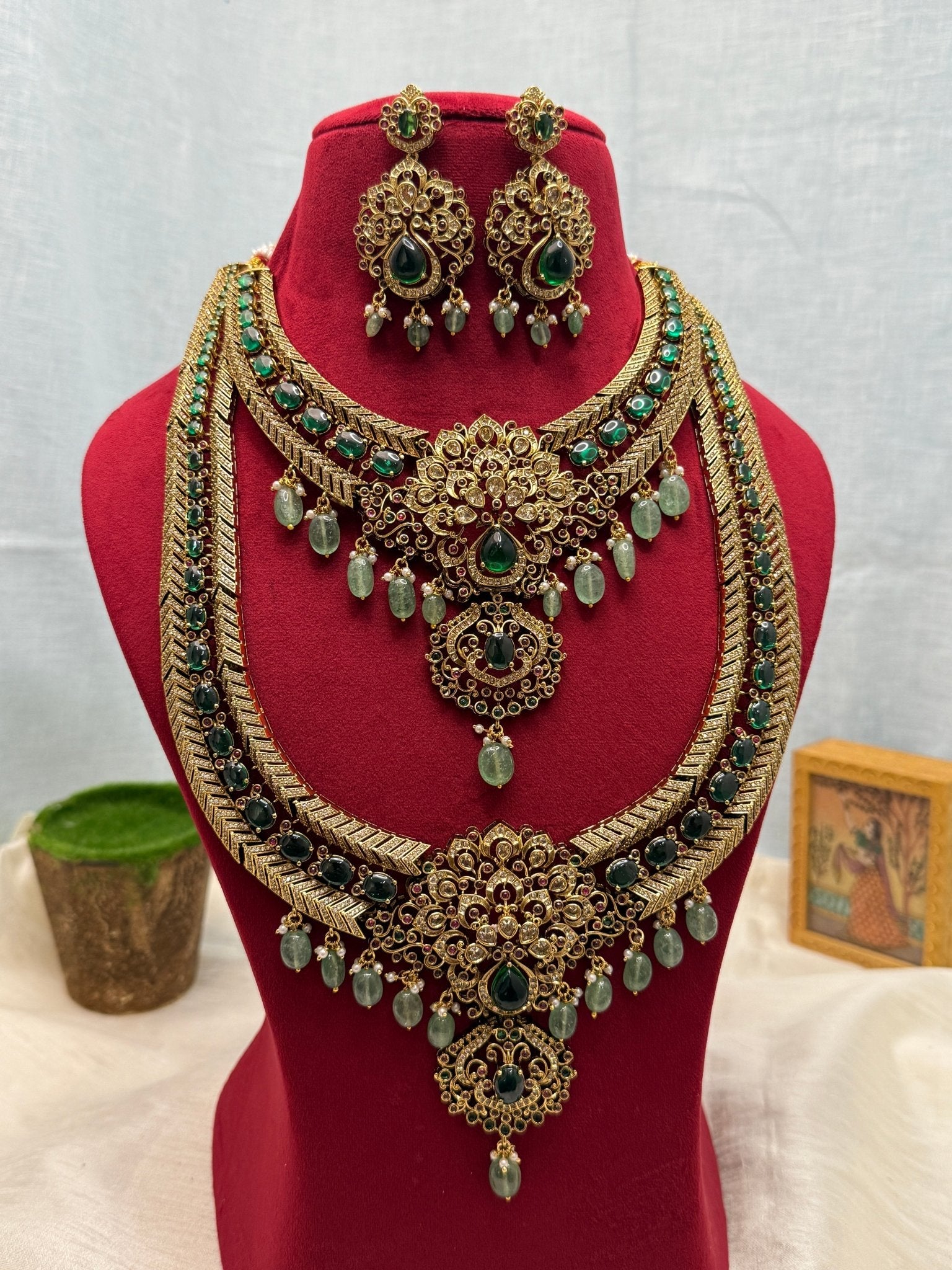 Luxurious Victorian Semi Bridal Necklce Set 195 - Mahilas