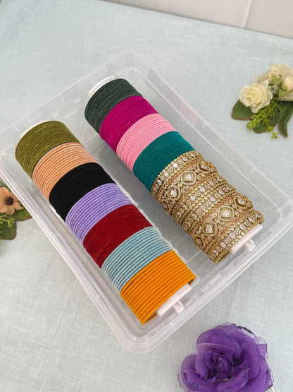 Luxurious Victorian Stone Bangle Set with Velvet Bangles Box - 3468 - Mahilas