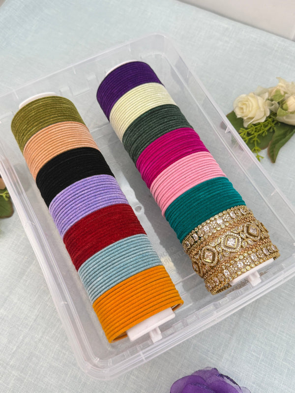 Luxurious Victorian Stone Bangle Set with Velvet Bangles Box - 3469