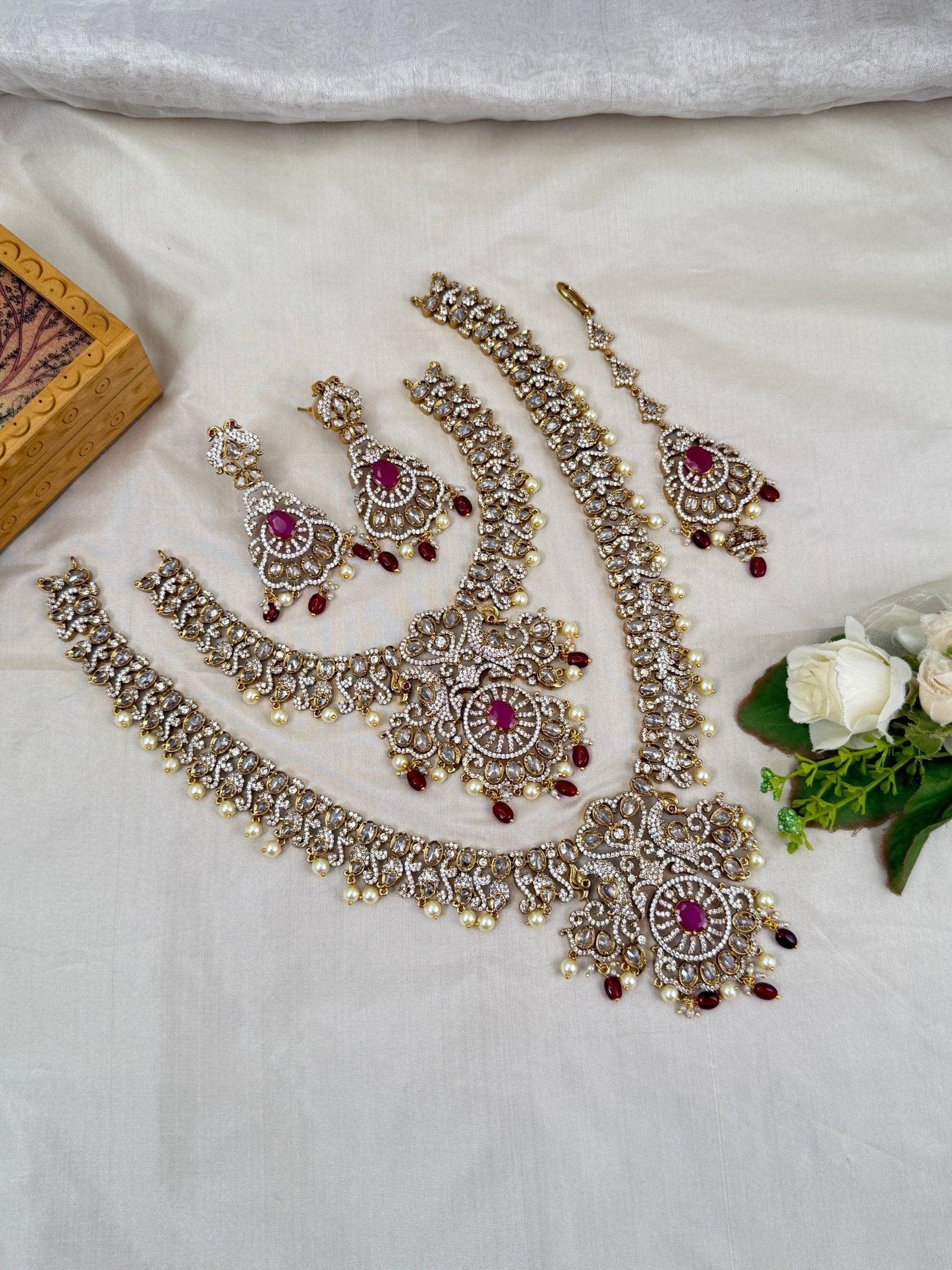 Luxurious Victorian Stone Bridal Necklace Set 271 - Mahilas