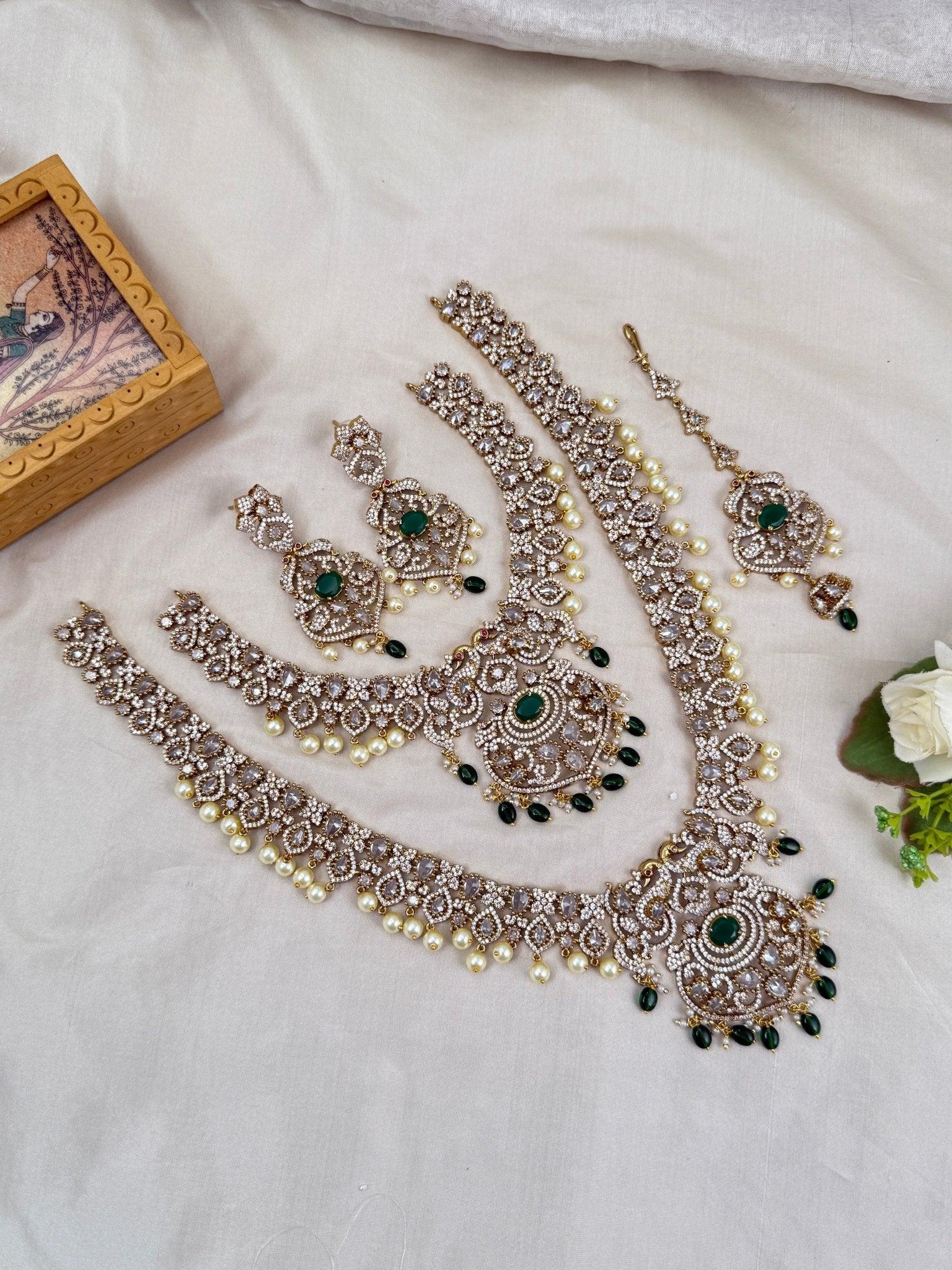 Luxurious Victorian Stone Bridal Necklace Set 276 - Mahilas