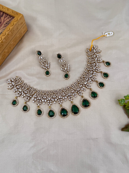 Luxurious Victorian Stone Choker Necklace Set 698 - Mahilas