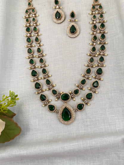Luxurious Victorian Stone Long Necklace Set 639 - Mahilas