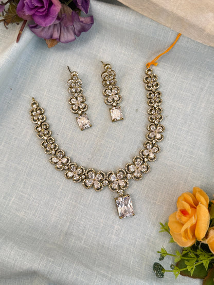 Luxurious Victorian Stone Short Necklace Set 470 - Mahilas