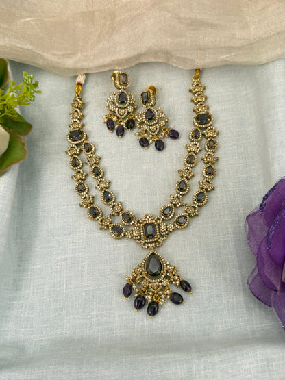 Luxurious Victorian Stone Short Necklace Set 633 - Mahilas