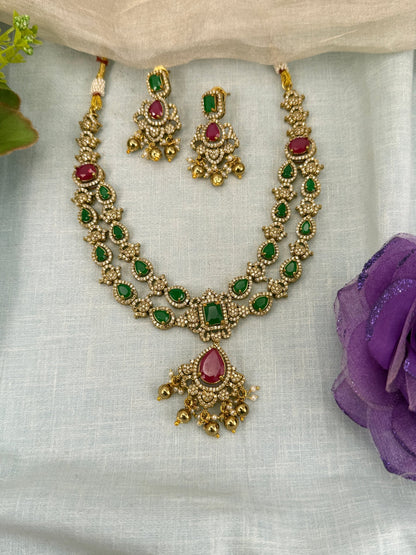 Luxurious Victorian Stone Short Necklace Set 634 - Mahilas