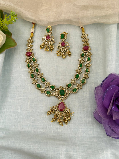 Luxurious Victorian Stone Short Necklace Set 634 - Mahilas
