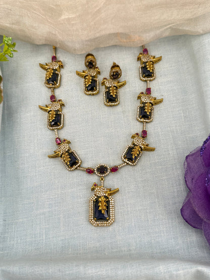 Luxurious Victorian Stone Short Necklace Set 635 - Mahilas