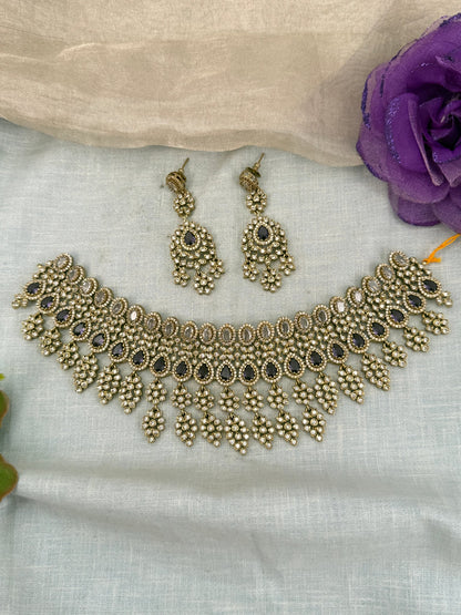 Luxurious Victorian Stone Short Necklace Set 645 - Mahilas