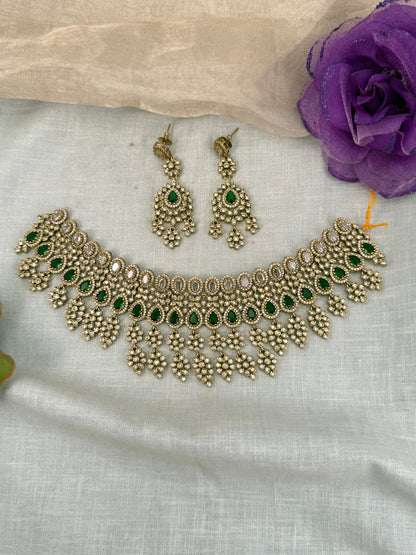 Luxurious Victorian Stone Short Necklace Set 647 - Mahilas