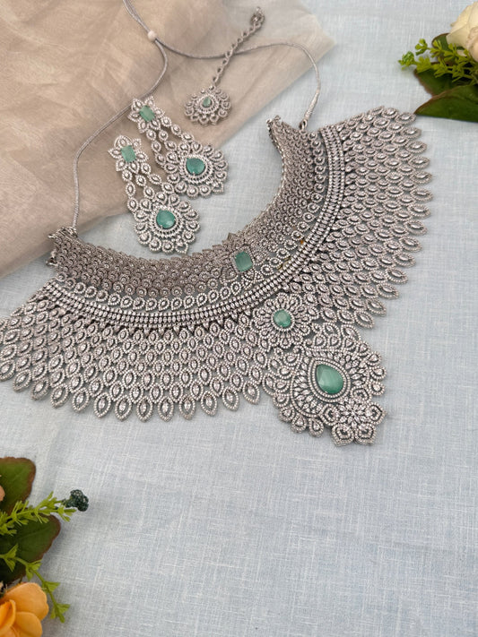 Luxurious White Stone Bridal Choker Necklace 695 - Mahilas