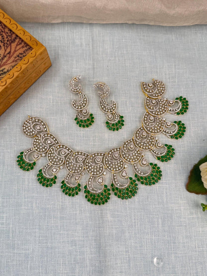 Luxurious White Stone Necklace Set 462 - 4 Colors - Mahilas