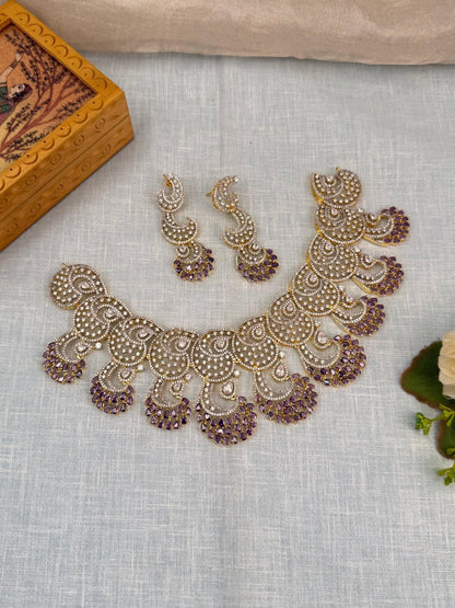 Luxurious White Stone Necklace Set 462 - 4 Colors - Mahilas