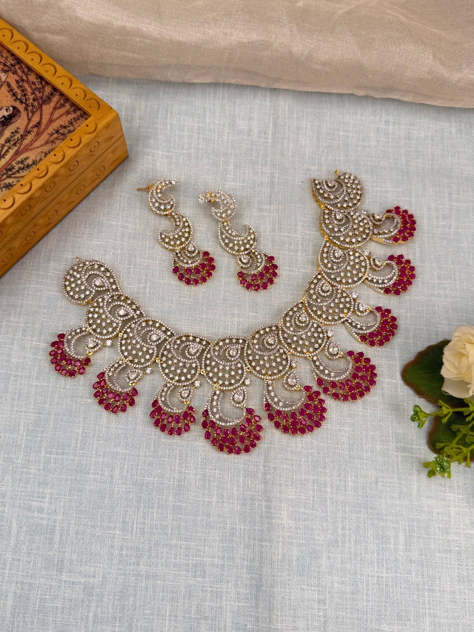 Luxurious White Stone Necklace Set 462 - 4 Colors - Mahilas