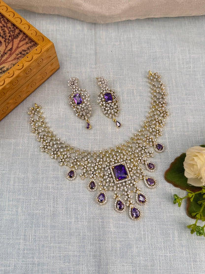 Luxurious White Stone Necklace Set 463 - 4 Colors - Mahilas