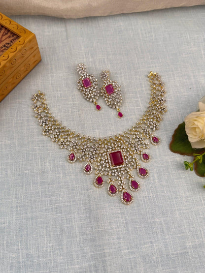 Luxurious White Stone Necklace Set 463 - 4 Colors - Mahilas
