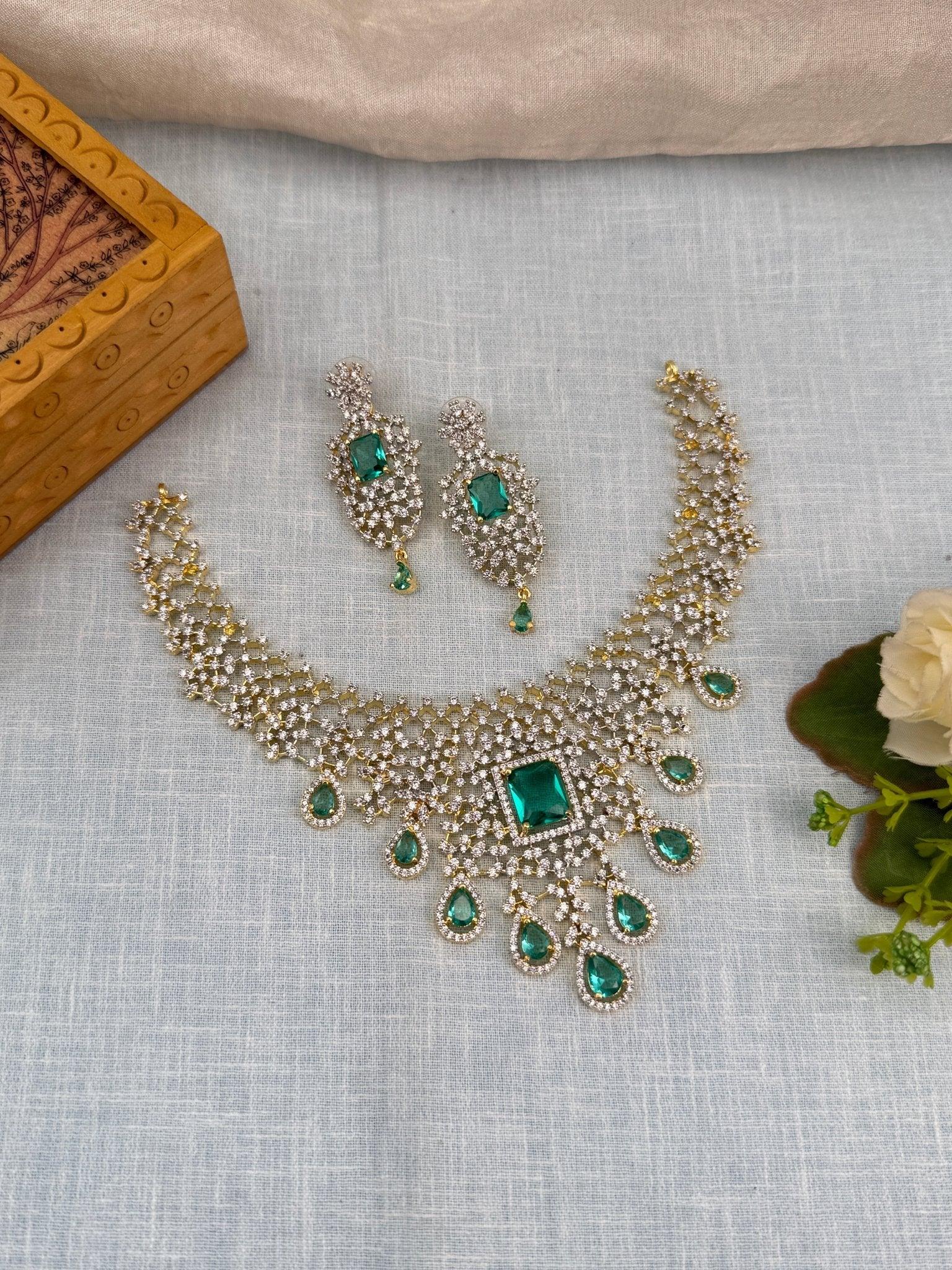 Luxurious White Stone Necklace Set 463 - 4 Colors - Mahilas