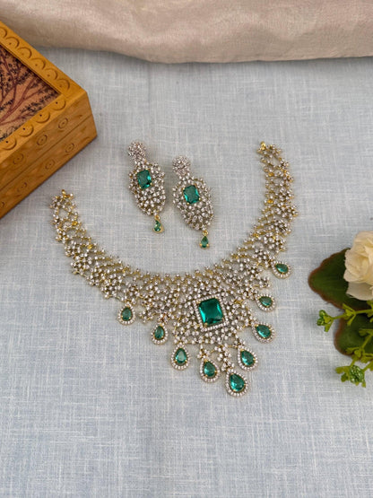 Luxurious White Stone Necklace Set 463 - 4 Colors - Mahilas