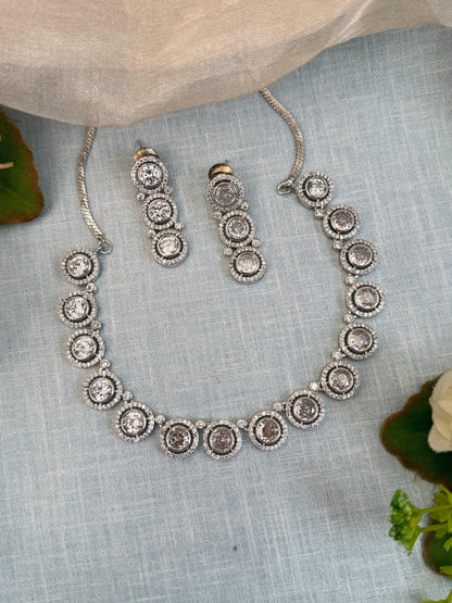 Luxurious White Stone Short Necklace Set 531 - Mahilas