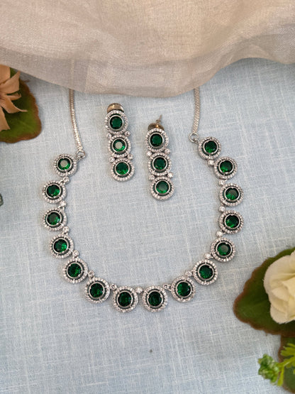 Luxurious White Stone Short Necklace Set 534 - Mahilas