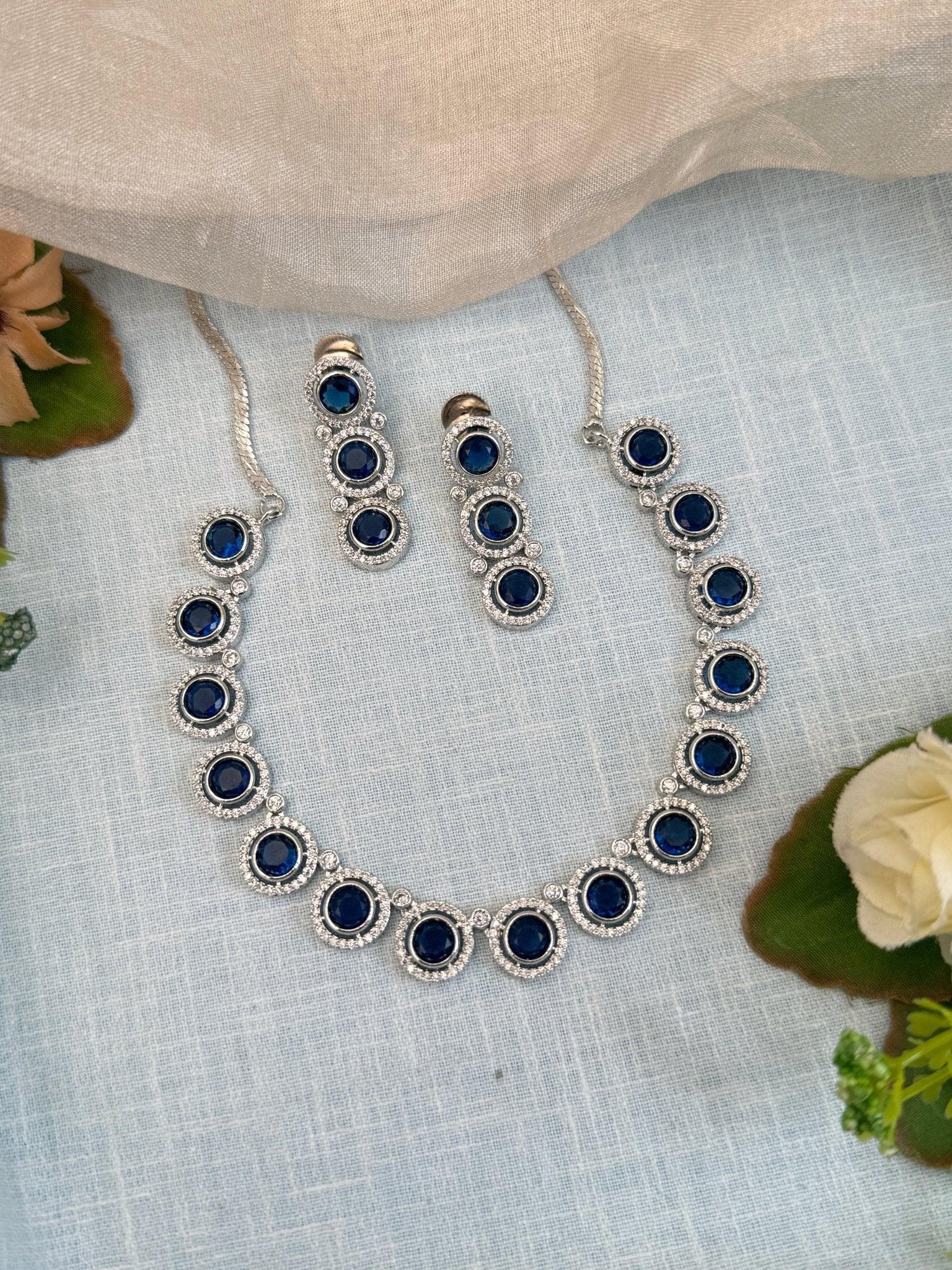 Luxurious White Stone Short Necklace Set 535 - Mahilas