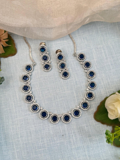 Luxurious White Stone Short Necklace Set 535 - Mahilas
