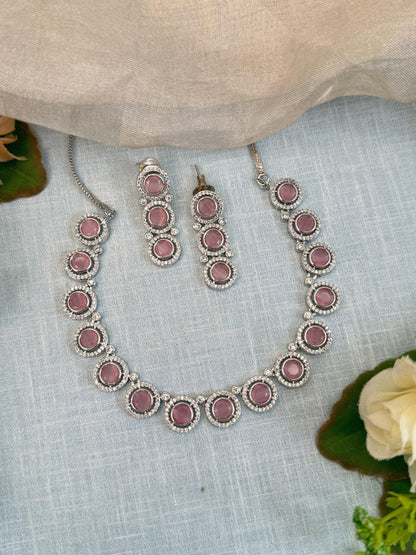 Luxurious White Stone Short Necklace Set 536 - Mahilas