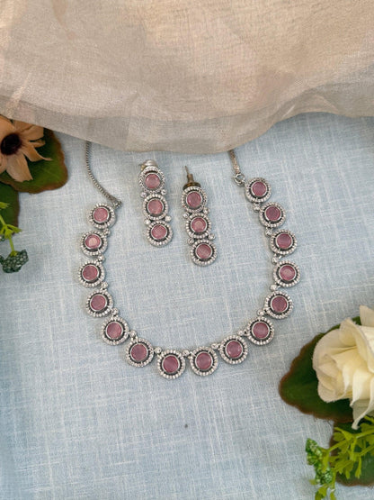 Luxurious White Stone Short Necklace Set 536 - Mahilas